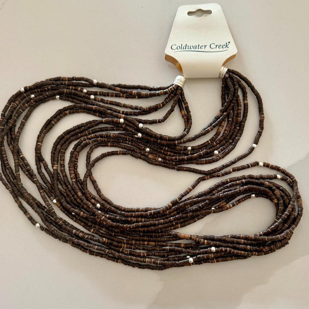 Brand New Necklace Espresso Colored beads with silver accents